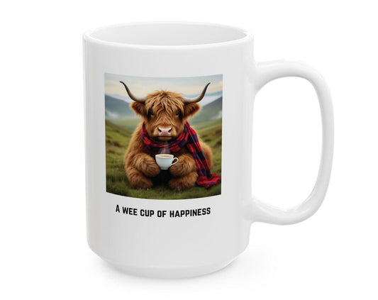 Ceramic Mug, Highland Cow Tartan Mug